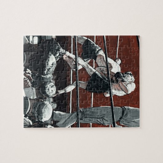 ヴィンテージスポーツボクシング、ボクサーがリングや輪で戦う ジグソーパズル (横)