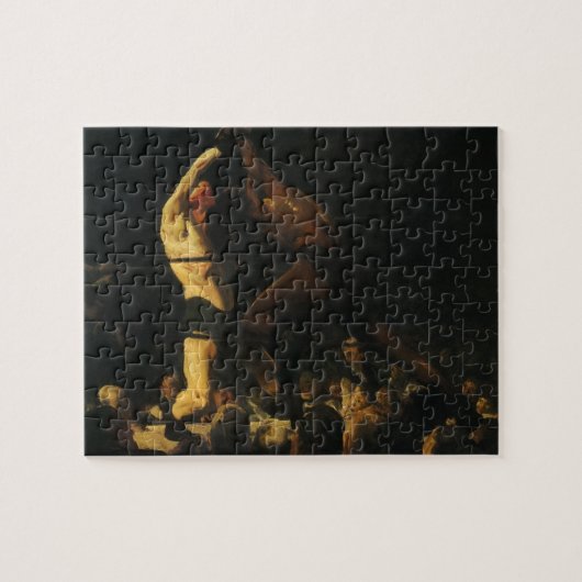 ヴィンテージスポーツボクシング、ボクサーがリングや輪で戦う ジグソーパズル (横)