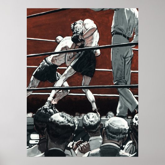 ヴィンテージスポーツボクシング、ボクサーがリングや輪で戦う ポスター (正面)