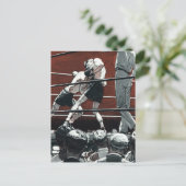 ヴィンテージスポーツボクシング、ボクサーがリングや輪で戦う ポストカード (スタンド正面)