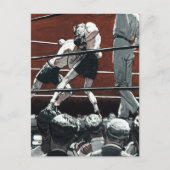 ヴィンテージスポーツボクシング、ボクサーがリングや輪で戦う ポストカード (正面)