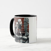 ヴィンテージスポーツボクシング、ボクサーがリングや輪で戦う マグカップ (正面左)