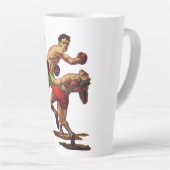 ヴィンテージスポーツボクシング、ボクサーたちの戦い カフェラテマグ (右アングル)