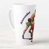 ヴィンテージスポーツボクシング、ボクサーたちの戦い カフェラテマグ (左アングル)