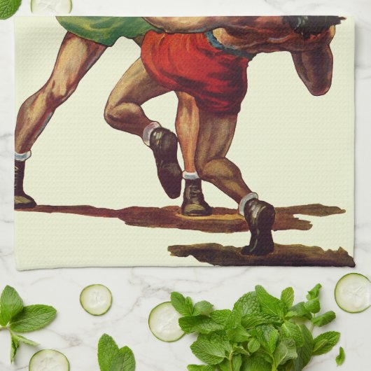ヴィンテージスポーツボクシング、ボクサーたちの戦い キッチンタオル (折り畳み)