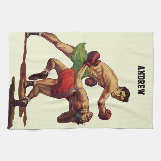 ヴィンテージスポーツボクシング、ボクサーたちの戦い キッチンタオル (横)