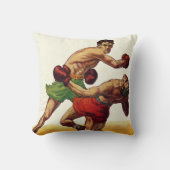 ヴィンテージスポーツボクシング、ボクサーたちの戦い クッション (正面)