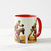 ヴィンテージスポーツボクシング、ボクサーたちの戦い マグカップ (正面右)
