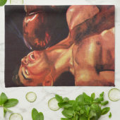 ヴィンテージスポーツボクシング、ボクサーのパンチ戦 キッチンタオル (折り畳み)