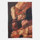 ヴィンテージスポーツボクシング、ボクサーのパンチ戦 キッチンタオル (縦)