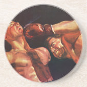 ヴィンテージスポーツボクシング、ボクサーのパンチ戦 コースター (正面)