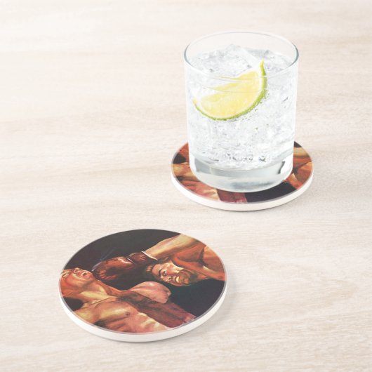 ヴィンテージスポーツボクシング、ボクサーのパンチ戦 コースター (側面)