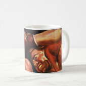ヴィンテージスポーツボクシング、ボクサーのパンチ戦 コーヒーマグカップ (正面右)