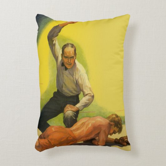 ヴィンテージスポーツボクシング、ボクサーノックアウト付きレフェリー アクセントクッション (正面(垂直))