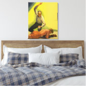 ヴィンテージスポーツボクシング、ボクサーノックアウト付きレフェリー キャンバスプリント (インサイチュ (寝室))