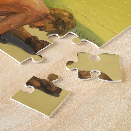 ヴィンテージスポーツボクシング、ボクサーノックアウト付きレフェリー ジグソーパズル (側面)