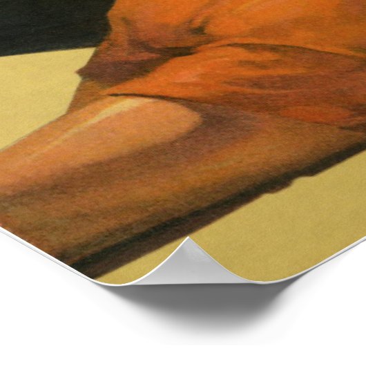 ヴィンテージスポーツボクシング、ボクサーノックアウト付きレフェリー ポスター (角)