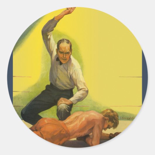 ヴィンテージスポーツボクシング、ボクサーノックアウト付きレフェリー ラウンドシール (正面)