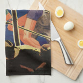 ヴィンテージスポーツボクシング、試合中のボクサー キッチンタオル (四つ折り)