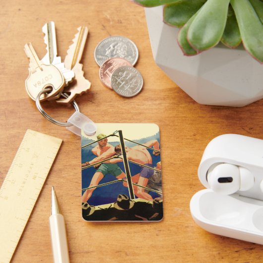 ヴィンテージスポーツボクシング、試合中のボクサー キーホルダー (デスク)