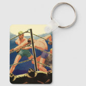 ヴィンテージスポーツボクシング、試合中のボクサー キーホルダー (裏面)