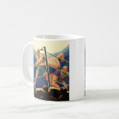 ヴィンテージスポーツボクシング、試合中のボクサー コーヒーマグカップ (正面左)