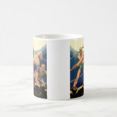 ヴィンテージスポーツボクシング、試合中のボクサー コーヒーマグカップ (中央)