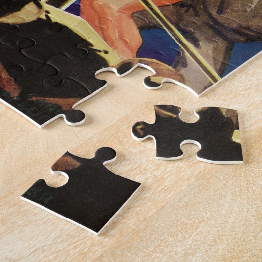 ヴィンテージスポーツボクシング、試合中のボクサー ジグソーパズル (側面)