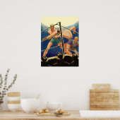 ヴィンテージスポーツボクシング、試合中のボクサー ポスター (キッチン)