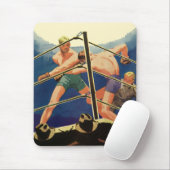 ヴィンテージスポーツボクシング、試合中のボクサー マウスパッド (マウス)