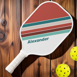 ヴィンテージスポーツミントストライプのレインボー ピックルボールラケット