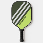 ヴィンテージスポーツモスの名前ストライプ付きフェード ピックルボールラケット (正面)