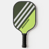 ヴィンテージスポーツモスの名前ストライプ付きフェード ピックルボールラケット (裏面)
