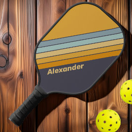 ヴィンテージスポーツレトログレードレインボーストライプの（名前あり） ピックルボールラケット