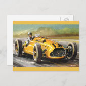 ヴィンテージスポーツレーシングイエローレースカーレーサー ポストカード (正面/裏面)