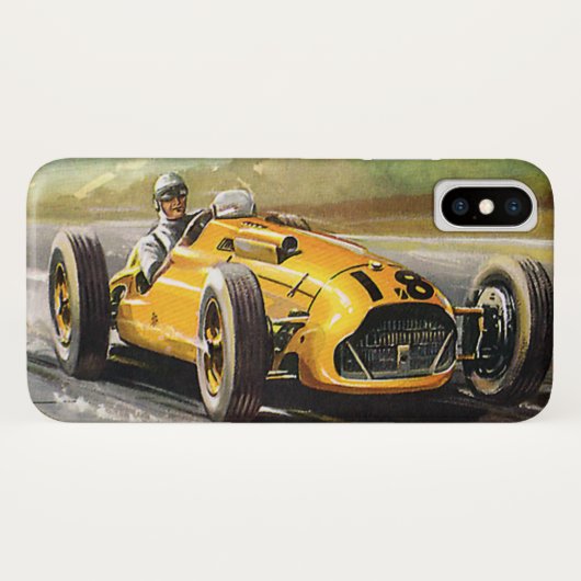 ヴィンテージスポーツレーシングイエローレースカーレーサー Case-Mate iPhoneケース (裏面(横))