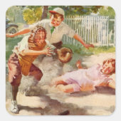 ヴィンテージスポーツ子ど遊ここも野球 スクエアシール (正面)