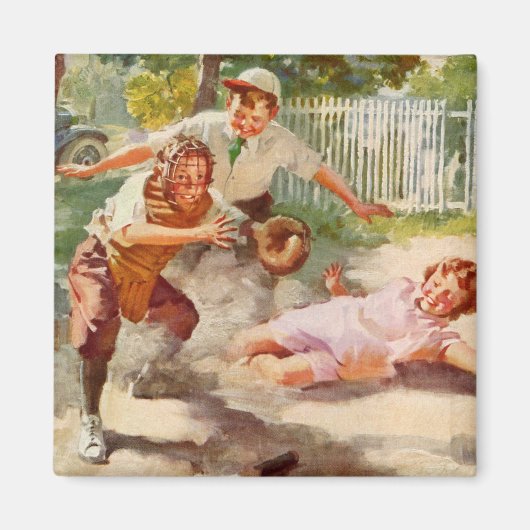 ヴィンテージスポーツ子ど遊ここも野球 マグネット (正面)