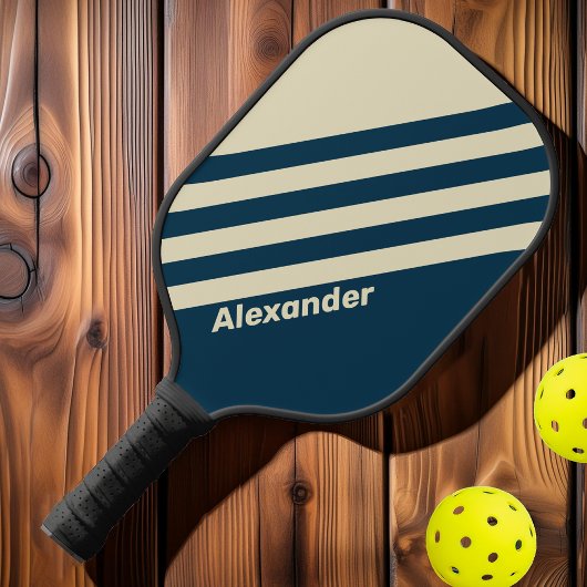 ヴィンテージスポーツ海軍の名前ストライプ付きフェード ピックルボールラケット