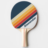 ヴィンテージスポーツ色あせたレインボーストライプの（名前あり） 卓球ラケット (正面)