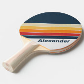 ヴィンテージスポーツ色あせたレインボーストライプの（名前あり） 卓球ラケット (正面アングル)