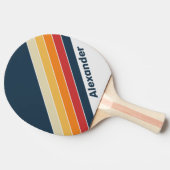 ヴィンテージスポーツ色あせたレインボーストライプの（名前あり） 卓球ラケット (横)