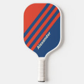 ヴィンテージスポーツ赤と青ストライプの名前 ピックルボールラケット (裏面)