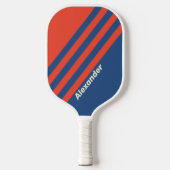 ヴィンテージスポーツ赤と青ストライプの名前 ピックルボールラケット (正面)