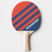 ヴィンテージスポーツ赤と青ストライプの名前 卓球ラケット (正面)