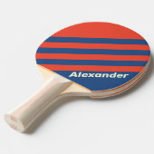 ヴィンテージスポーツ赤と青ストライプの名前 卓球ラケット (正面アングル)