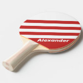 ヴィンテージスポーツ赤ストライプ色の名前 卓球ラケット (正面アングル)