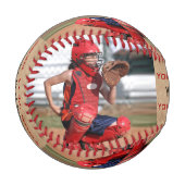 ヴィンテージスポーツ選手の写真 野球ボール (正面左)