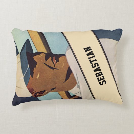 ヴィンテージスポーツ野球バッター、様式芸術 アクセントクッション (正面)