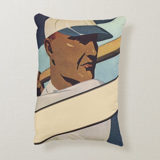 ヴィンテージスポーツ野球バッター、様式芸術 アクセントクッション (裏面(縦))